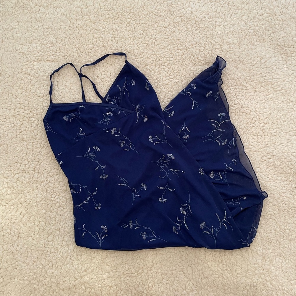 City Triangles Blue Floral Detailing MIDI Dress